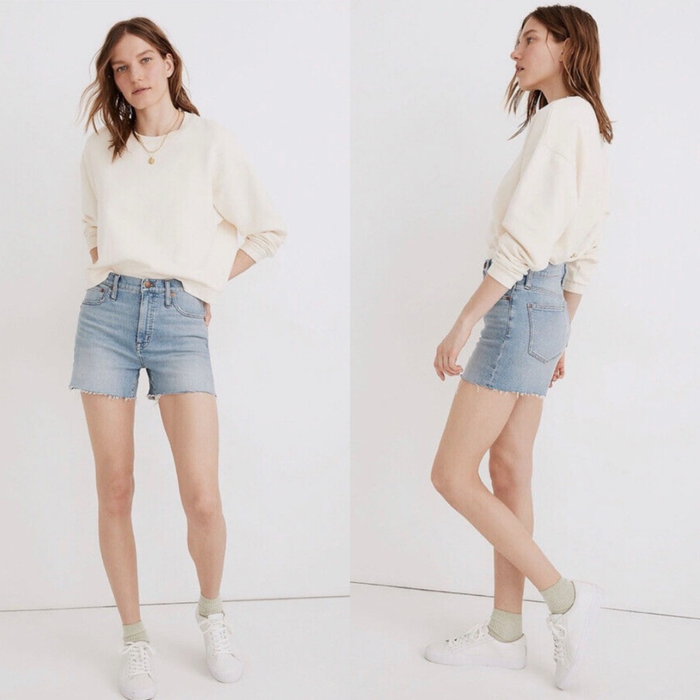 MADEWELL High-Rise Denim Shorts in “Lunar,” Raw-Hem Edition | Size 26